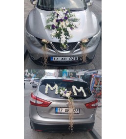 mor beyaz araba süsü