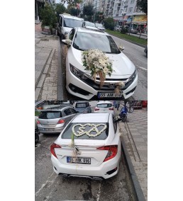 kalp papatyalı araba süsü